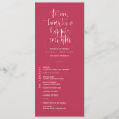 Elegant Viva Magenta Minimale QR Code Weddenschap  Programmakaart (Voorkant)