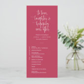 Elegant Viva Magenta Minimale QR Code Weddenschap  Programmakaart (Staand voorkant)