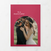 Elegant Viva Magenta Script Weddenschap Drieluik Uitnodiging (Cover)