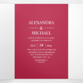 Elegant Viva Magenta Script Weddenschap Drieluik Uitnodiging (Binnenkant midden)