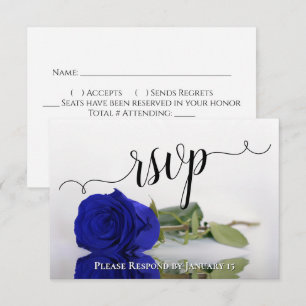 Elegant Vivid Royal Blue Reflecterend Roos Wedding RSVP Kaartje