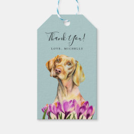 Elegant Vizsla Dog Waterverf Dank u Cadeaulabel