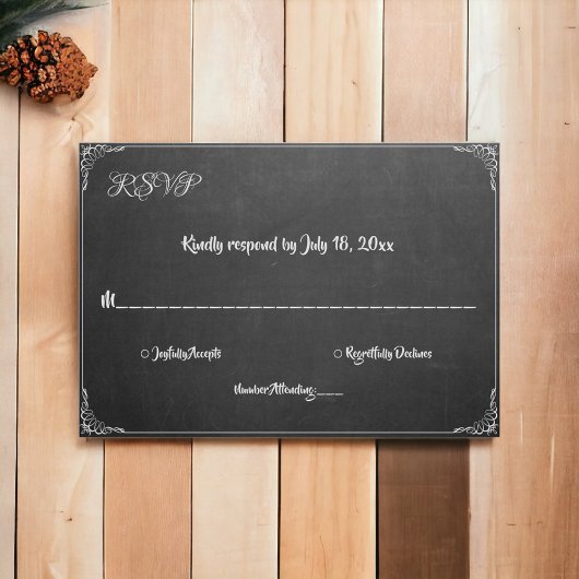 Elegant  Vlaams Chalkboard Modern Wedding RSVP Kaartje