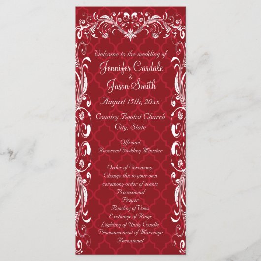 Elegant  Vlaamse Rood Wedding Programma's (Voorkant)