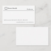 Elegant vlakin Simple White Minimalist Modern Visitekaartje (Voorkant / Achterkant)