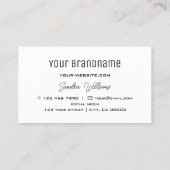 Elegant vlakin White Moderne met monogram Simple Visitekaartje (Achterkant)