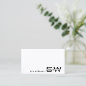 Elegant vlakin White Moderne met monogram Simple Visitekaartje (Staand voorkant)