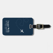 Elegant vliegtuig met gestippelde route bagagelabel (Voorkant horizontaal)