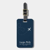 Elegant vliegtuig met gestippelde route bagagelabel (Voorkant verticaal)