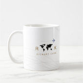 elegant vliegtuig + plattegrond monogrammen op wit koffiemok (Links)