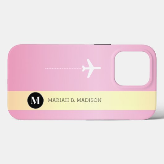 Elegant Vliegtuig Roze Goud Metaal monogrammed Case-Mate iPhone Case (Achterkant (horizontaal))