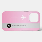 Elegant Vliegtuig Roze Goud Metaal monogrammed Case-Mate iPhone Case (Achterkant (horizontaal))