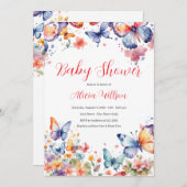 Elegant vlinder Baby shower Kaart (Voorkant / Achterkant)