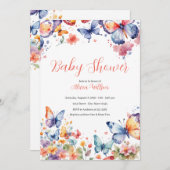 Elegant vlinder Baby shower Kaart (Voorkant / Achterkant)