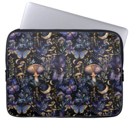 Elegant Vlinder Bloemige Manen Patroon Laptop Sleeve