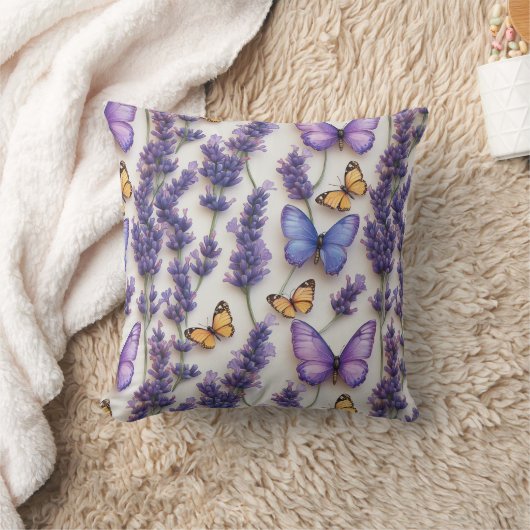 Elegant vlinder- en lavendelontwerp kussen (Deken)