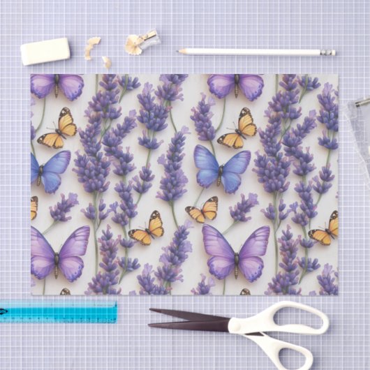 Elegant vlinder- en lavendelontwerp tissuepapier (Craft)