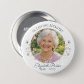 Elegant vlinder-herdenkingsprogramma ronde button 7,6 cm (Voorkant /achterkant)