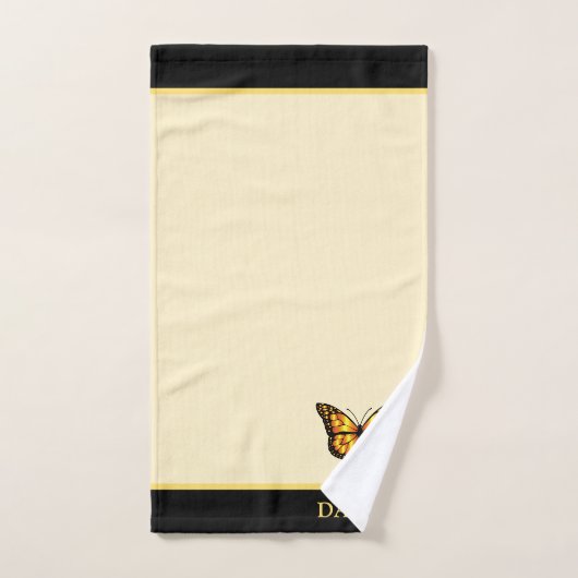 Elegant vlinder op ivoor en zwarte streep bad handdoek (Handdoek)