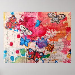 Elegant Vlinder Schilderij Waterverf  Boek Poster