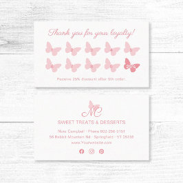 Elegant Vlindermonogram  Girly Peach Pink Klantenkaartje