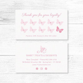 Elegant Vlindermonogram Girly Schattige Baby Roze Klantenkaartje