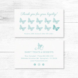 Elegant vlindermonogram Schattige pastel turquoise Klantenkaartje