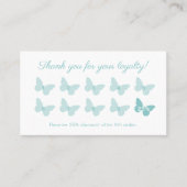 Elegant vlindermonogram Schattige pastel turquoise Klantenkaartje (Voorkant)
