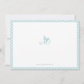 Elegant vlindermonogram Turquoise Gingham Notitiekaartje (Achterkant)