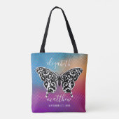 Elegant vlinderontwerp met geweldige zonsondergang tote bag (Achterkant)