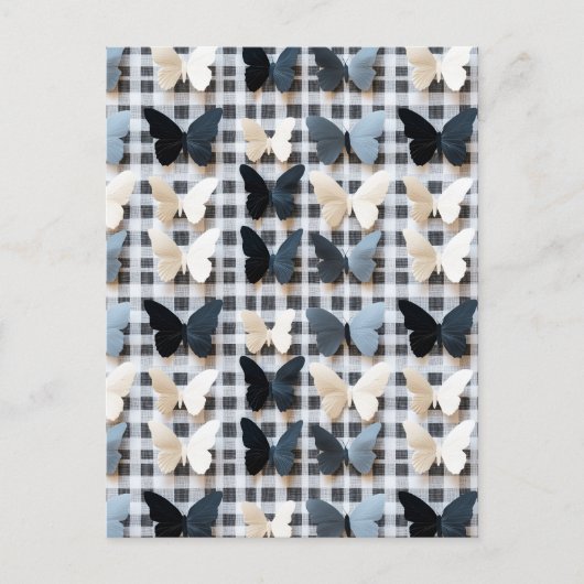 Elegant vlinderrasterpatroon briefkaart (Voorkant)