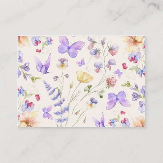 Elegant Vlinders Recept Vrijgezellenfeest Informatiekaartje (Achterkant)