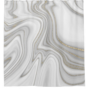 Elegant vloeibaar goud glitter marmer patroon douchegordijn