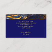 Elegant vloeibaar goud Royal Blue Abstract Swirl Visitekaartje (Achterkant)