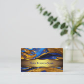 Elegant vloeibaar goud Royal Blue Abstract Visitekaartje (Staand voorkant)