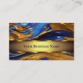 Elegant vloeibaar goud Royal Blue Abstract Visitekaartje (Voorkant)