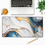Elegant Vloeibaar Marmer Modern Wit Blauw Goud Bureaumat<br><div class="desc">Elegant Vloeibaar Marmer Modern Wit Blauw Goud Desk Mat is voorzien van wit marmer met blauwe en gouden accenten. Perfect cadeau voor familie en vrienden voor verjaardag,  kerst,  Moederdag,  grootouders,  zus,  vrouw,  vriendin,  partner,  beste vrienden,  collega's en meer. Ontworpen door ©Evco Studio www.zazzle.com/store/evcostudio</div>