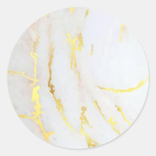 Elegant Voeg Jouw tekst Goud Marmer Blank Sjabloon Ronde Sticker