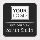 Elegant voeg logo tekst vierkante zwarte kleding t labels (Design 2)