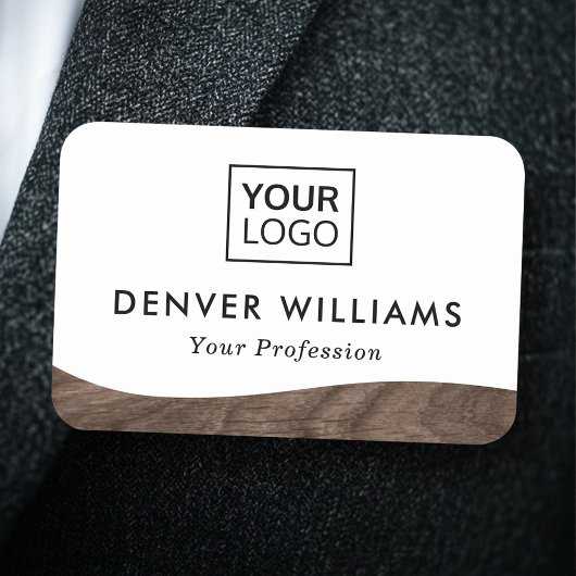 Elegant voegt logo-bruine woodkorrel witte rand naamplaatje