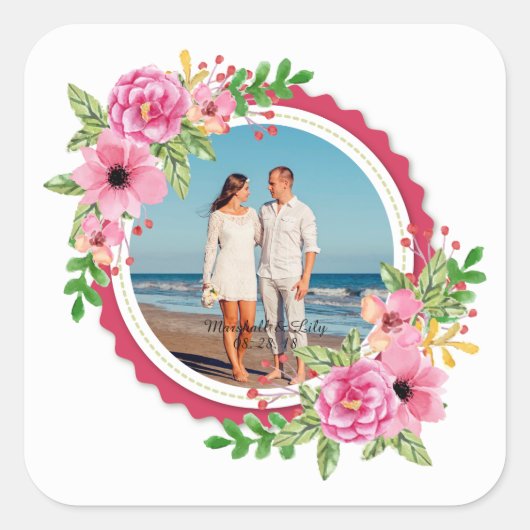 Elegant voegt uw eigen foto-Sticker-zegel toe Vierkante Sticker (Voorkant)