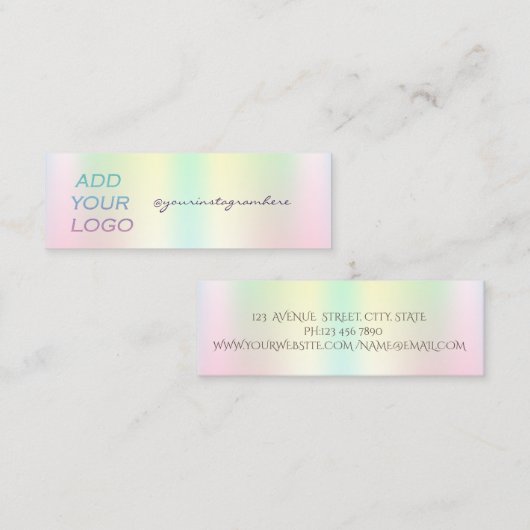 Elegant voegt uw Logo holografisch toe Mini Visitekaartje (Voorkant / Achterkant)