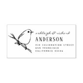 Elegant Vogel Bruiloft Paar Namen Retouradres Rubberstempel (Afrduk)