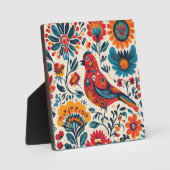 Elegant vogelontwerp in Poolse volkskunststijl Fotoplaat (Voorkant)