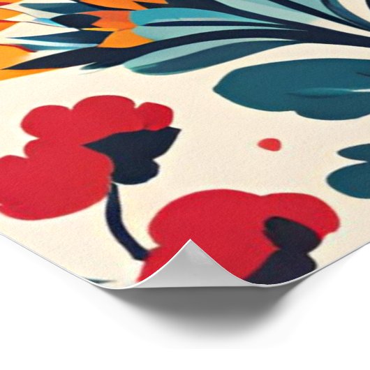 Elegant vogelontwerp in Poolse volkskunststijl Poster (Hoek)