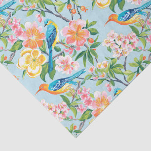 Elegant vogels en bloemenpatroon tissuepapier