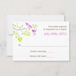 Elegant vogels op boomtak Paars en groen RSVP