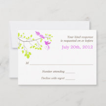 Elegant vogels op boomtak Paars en groen RSVP