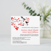 Elegant vogels op een vertakking Rood en Zwart huw Kaart (Staand voorkant)