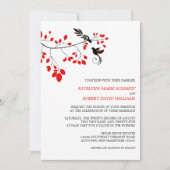 Elegant vogels op een vertakking Rood en Zwart huw Kaart (Voorkant)